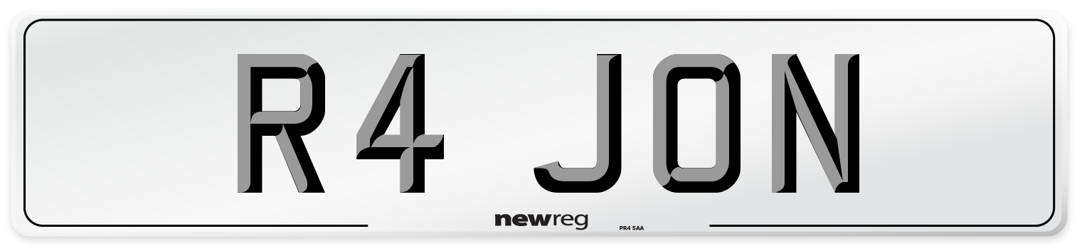 R4 JON Number Plate from New Reg